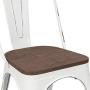 JUMMICO Metal Dining Chair Stackable Industrial Vintage Kitchen Chairs Indoor-Outdoor Bistro Cafe Side Chairs with Back and Wooden Seat Set of 4 (White)