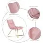 Duhome Velvet Accent Chair Retro Leisure Lounge Chair Mid Century Modern Chair Vanity Chair for Living Room Bedroom with Gold Metal Legs Salmon Pink 1 PCS