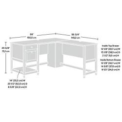 Sauder Edge Water L-Shaped Desk, L: 59.06'' x W: 58.74'' x H: 29.57'', Chalked Chestnut