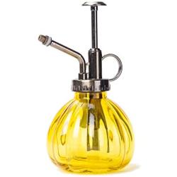 THY COLLECTIBLES Flower Water Spray Bottle Can Pot Plant Mister | Vintage Pumpkin Style Decorative Glass Plant Atomizer Watering Can Pot with Pump for Terrariums Flowers Potted Plants (Yellow)