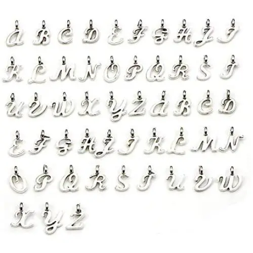 WOCRAFT 130Pcs ABC Letter Alphabet Mini A-Z Letter Charms for Personalization Jewelry Making Alphabetic Loose Beads Set DIY Crafts Charms for DIY Necklace Bracelet Set of 5 (10932)