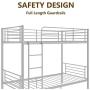 mecor Metal Bunk Bed Twin Over Twin - Sturdy Bed Frame with Safety Guard Rail & Removable Ladder - for Kids/Teens/Adults, Silver Grey