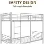 mecor Metal Bunk Bed Twin Over Twin - Sturdy Bed Frame with Safety Guard Rail & Removable Ladder - for Kids/Teens/Adults, Silver Grey mecor Metal Bunk Bed Twin Over Twin - Sturdy Bed Frame with Safety Guard Rail & Removable Ladder - for Kids/Teens/Adults, Silver Grey
