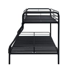 Amazon Basics Heavy Duty Twin-Over-Full Metal Bunk Bed, Easy Assembly with Enhanced Upper-Level Guardrail, Black