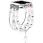 Falandi Replacement for Apple Watch Band 38mm, Glittering Diamond Metal Silver Case Handmade Elastic Stretch Bracelet Fashion Women Girls Rhinestone Strap for iWatch Series 3/2 / 1 (M, White-38mm)