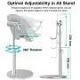 Swhatty Cell Phone Stand, Aluminum iPad Tablet Stand Holder for Desk, Angle Height Adjustable iPhone Stand, Compatible with iPhone iPad Pro, Air, Mini 4 3 2, Kindle, （4-12.9）-Sliver