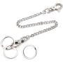 Pocket Chain, 2 Pieces of Metal Wallet Keychain Pants Chain with Both Ends Lobster Clasps and 6 Pieces of Key Rings for Keys, Pants, Belt Loop and Wallets - 8 Inches