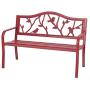 Sophia & William Outdoor Patio Metal Bench Red, Steel Frame Bench with Backrest and Armrests for Porch, Patio, Garden, Lawn, Balcony, Backyard and Indoor, 50.4”Wx23.5”D x35.0”H