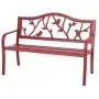 Sophia & William Outdoor Patio Metal Bench Red, Steel Frame Bench with Backrest and Armrests for Porch, Patio, Garden, Lawn, Balcony, Backyard and Indoor, 50.4”Wx23.5”D x35.0”H