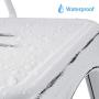 Devoko Metal Indoor-Outdoor Chairs Distressed Style Kitchen Dining Chairs Stackable Side Chairs with Back Set of 4 (White)