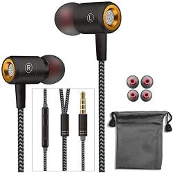 Earphones,in-Ear Earbuds Headphones Wired Headphone Metal Noise Cancelling Stereo Heave Bass with Mic and Remote for Phones,Samsung Galaxy,MP3 Players and All 3.5mm Music Device