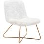 Duhome Faux Fur Upholstered Living Room Chair Accent Chair Modern Desk Chair with Gold Legs White