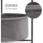 TOOLF End Table, Metal Nightstand, Coffee Round Table, Sofa Side Snack Table with Detachable Tray Top and Fabric Storage Basket, Scandi Style Table for Living Room Bedroom (Dark Grey)