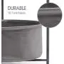 TOOLF End Table, Metal Nightstand, Coffee Round Table, Sofa Side Snack Table with Detachable Tray Top and Fabric Storage Basket, Scandi Style Table for Living Room Bedroom (Dark Grey)