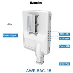 LIJINICT Wireless Bridge Point to Point Outdoor, Wireless Access Point Outdoor Poe, Outdoor WiFi Extender, 5.8G Outdoor Cpe WiFi Bridge with Ethernet Port 802.11a/n/ac, 2-Pack