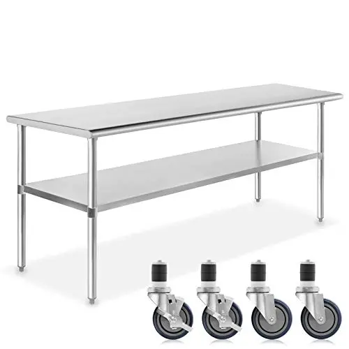 GRIDMANN NSF Stainless Steel Commercial Kitchen Prep & Work Table w/ 4 Casters (Wheels) - 60 in. x 30 in. GRIDMANN NSF Stainless Steel Commercial Kitchen Prep & Work Table w/ 4 Casters (Wheels) - 60 in. x 30 in.