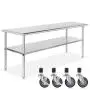 GRIDMANN NSF Stainless Steel Commercial Kitchen Prep & Work Table w/ 4 Casters (Wheels) - 60 in. x 30 in. GRIDMANN NSF Stainless Steel Commercial Kitchen Prep & Work Table w/ 4 Casters (Wheels) - 60 in. x 30 in.