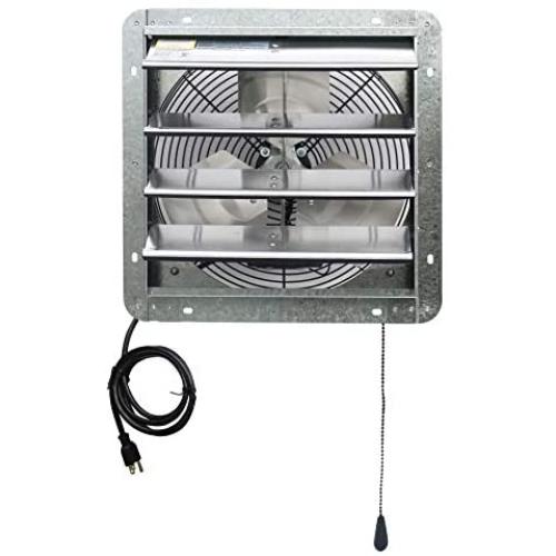 iLIVING 14'' Wall Mounted Shutter Exhaust Thermostat Control-3 Speeds Vent Fan For Home Attic, Shed, or Garage Ventilation, 850 CFM, 1300 SQF Coverage Area, Variable, Silver iLIVING 14'' Wall Mounted Shutter Exhaust Thermostat Control-3 Speeds Vent Fan For Home Attic, Shed, or Garage Ventilation, 850 CFM, 1300 SQF Coverage Area, Variable, Silver