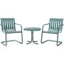 Crosley Furniture Gracie 3-Piece Retro Metal Outdoor Conversation Set with Side Table and 2 Chairs - Caribbean Blue