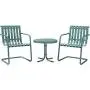 Crosley Furniture Gracie 3-Piece Retro Metal Outdoor Conversation Set with Side Table and 2 Chairs - Caribbean Blue