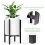 MUDEELA Metal Plant Stand, Mid Century Modern Plant Stand 15 inches in Height, Indoor & Outdoor Potted Plant Holder, Hold Up to 10 Inch Planter, Pot & Plant Not Included, Black