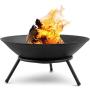 Amagabeli Fire Pit Outdoor Wood Burning 22.6in Cast Iron Firebowl Fireplace Heater Log Charcoal Burner Extra Deep Large Round Camping Outside Patio Backyard Deck Heavy Duty Metal Grate Black