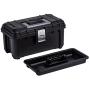 Husky 16 in. Plastic Tool Box with Rugged Metal Latch (1.6 mm) and Ample Storage Capabilities in Black, Tool Box Organizer Heavy Duty, Durable Polypropylene, Easy to Grip, Impact Resistant Plastic