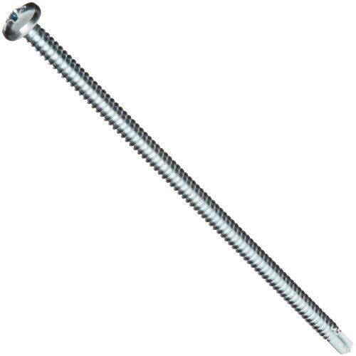 Small Parts-1496 Steel Self-Drilling Screw, Zinc Plated Finish, Pan Head, Phillips Drive, #3 Drill Point, 1/4''-14 Thread Size, 6'' Length (Pack of 5)