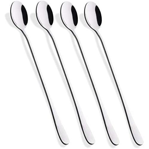 Hiware 9-Inch Long Handle Iced Tea Spoon, Coffee Spoon, Ice Cream Spoon, Stainless Steel Cocktail Stirring Spoons, Set of 4