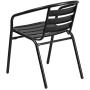 Flash Furniture 31.5 Square Glass Metal Table with 4 Black Metal Aluminum Slat Stack Chairs