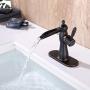 Mejor Solid Brass Single-Handle Waterfull Bathroom Faucet,Lavatory Faucet with 4 inches Deck Plate,CUPC Water Lines and Metal pop-up Drain with Overflow,Oil Rubbed Bronze,ME2535P-ORB