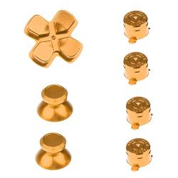 Metal Buttons for DualShock 4, Aluminum Metal Thumbsticks Analog Grip & Bullet Buttons & D-pad for PS4 Controller (Gold)