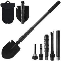 Dohiker Military Folding Shovel, Shovel Survival Spade Entrenching Tool with Carrying Pouch Metal Handle for Camping, Hiking, Trekking, Gardening, Fishing, Backpacking