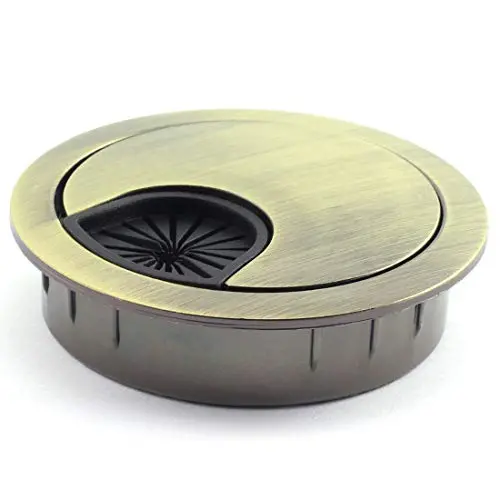 HJ Garden 1pc 2 inch (50mm) Metal Desk Grommets for Managing and Hiding Wire Cord Cable Hole Cover Office PC Desk Cable Cord Organizer Zinc Alloy Cover Bronze