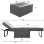Vonanda Ottoman Folding Chair Bed, Modern Velvet Sleeper Sofa Multi-Position Convertible Couch Lounger Guest Bed with Pillow for Small Space, Velvet Gray