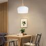 Karmiqi Modern Pendant Light, Bulb Included, Wood Pattern Ceiling Light Fixtures with Metal Shade, Hanging Light for Kitchen, Dining Room, Living Rooms, Hallway(White)
