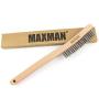 Wire Brush,Stainless Steel Wire Scratch Brush for Cleaning Rust with 14'' Long Curved Beechwood Handle,Large