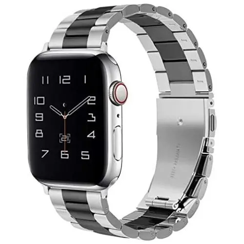 Dsytom Compatible Apple Watch Band 42mm 44mm 38mm 40mm, XL Large Metal Replacement Strap Compatible Apple Watch Series 6/5/4/3/2/1 Smartwatch,apple watch SE(Silver/Black) Dsytom Compatible Apple Watch Band 42mm 44mm 38mm 40mm, XL Large Metal Replacement Strap Compatible Apple Watch Series 6/5/4/3/2/1 Smartwatch,apple watch SE(Silver/Black)
