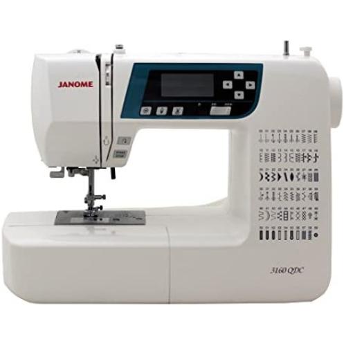 Janome 3160QDC Computerized Sewing Machine (New 2020 Tan Color) w/Hard Cover + Extension Table + Quilt Kit + 1/4 Seam Foot w/Guide + Overedge Foot + Zig Zag Foot + Buttonhole Foot + More!