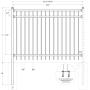 XCEL - Black Steel Anti-Rust Fence Panel - Flat End Picket - 6.5ft W x 5ft H - Easy Installation Kit, Outdoor Residential Fencing for Yard, Garden, Concrete, 3-Rail Metal Fence, Include a Fence Post