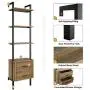 HOMECHO Ladder Bookshelf, 4-Tier Ladder Bookcase with 2 Fabric Drawers, Tall Display Shelves Storage Cabinet for Home Office, Wood and Metal Frame, Brown