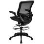 Flash Furniture Mid-Back Transparent Black Mesh Drafting Chair with Black Frame and Flip-Up Arms