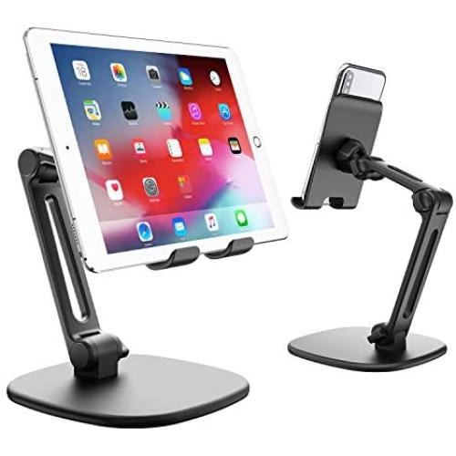 Adjustable Tablet Stand, Heavy Duty Tablet Holder, Universal Cell Phone Holder for Desk, Triple-Shaft & Multi-Height Cradle, Compatible with iPad iPhone Samsung Kindle Fire Switch E-Reader (4-11 inch)