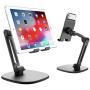 Adjustable Tablet Stand, Heavy Duty Tablet Holder, Universal Cell Phone Holder for Desk, Triple-Shaft & Multi-Height Cradle, Compatible with iPad iPhone Samsung Kindle Fire Switch E-Reader (4-11 inch)