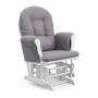 Storkcraft Premium Hoop Glider and Ottoman (White Base, Gray Swirl Cushion) – Padded Cushions with Storage Pocket, Smooth Rocking Motion, Easy to Assemble, Solid Hardwood Base