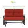 Incbruce Outdoor Swing Glider Rocking Chair Patio Bench for 2 Person, Garden Loveseat Seating Patio Steel Frame Chair Set with Cushion, Red