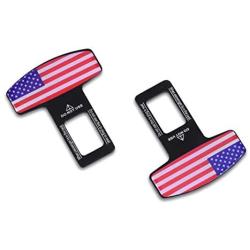 JUSTTOP 2-Pack Car Seat Belt Clip, Car Seat Belt Silencer Metal Tongue, Seat Safety Belt Buckle Auto Metal Seat, Universal for Most Vehicle-American Flag