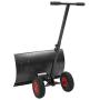 TUFFIOM Wheeled Snow Shovel Pusher ,Metal Rolling Removal Tool with Multi-Angle Heavy Duty Large Blade Plow & Height Adjustable Handle for Doorway Driveway or Pavement Clearing