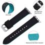 Apple Watch Band Silicone Compatible Apple Watch 38mm 40mm 42mm 44mm, Fullmosa Rainbow Soft Rubber iWatch Band for Apple Watch SE/6/5/4/3/2/1, Black Top/ Blue Bottom 40mm 38mm