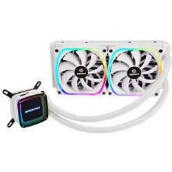 Enermax Aquafusion 240 Addressable RGB All-in-One CPU Liquid Cooler Intel/AMD 115x/2066 AM4 Ready AIO ARGB LED Cooling w/ SquA RGB PWM Fans; ELC-AQF240SQA-W, Aquafusion 240 White